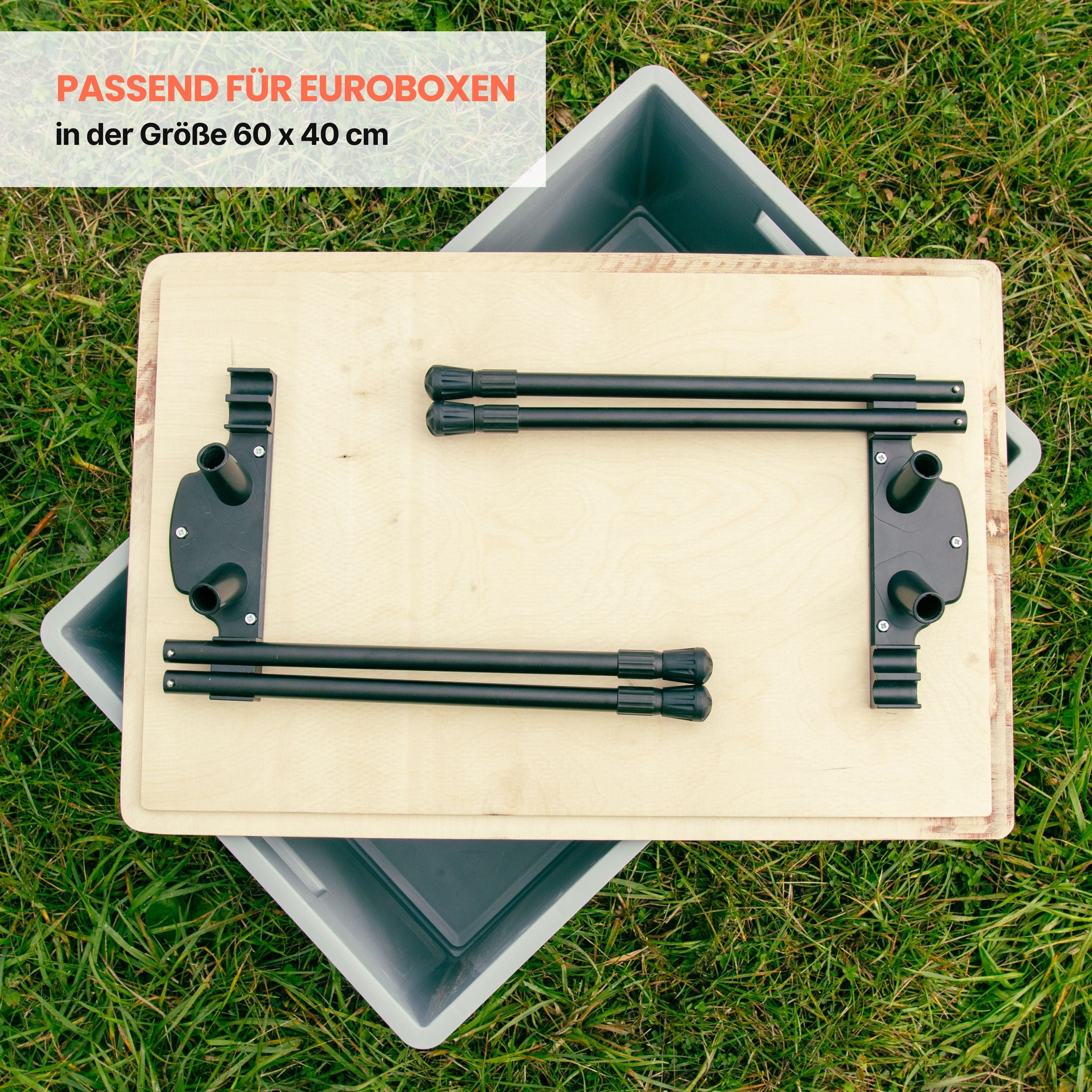 Personalisierbarer Eurobox Tisch, Tisch-Deckel für Eurobox, Klapptisch, Campingtisch, 60 x 40 cm