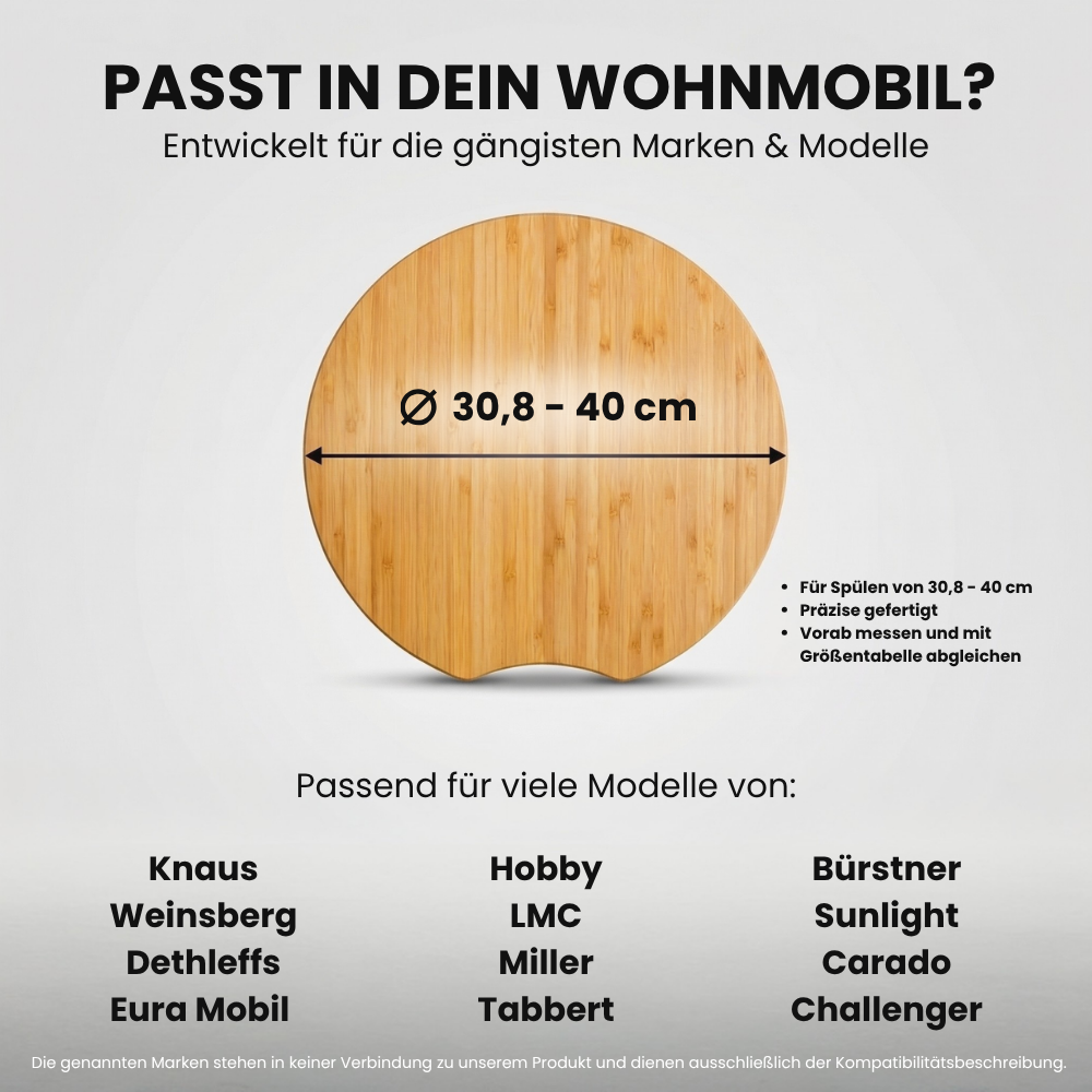 Spülabdeckung mit Schneidebrettfunktion aus Bambus (rund)