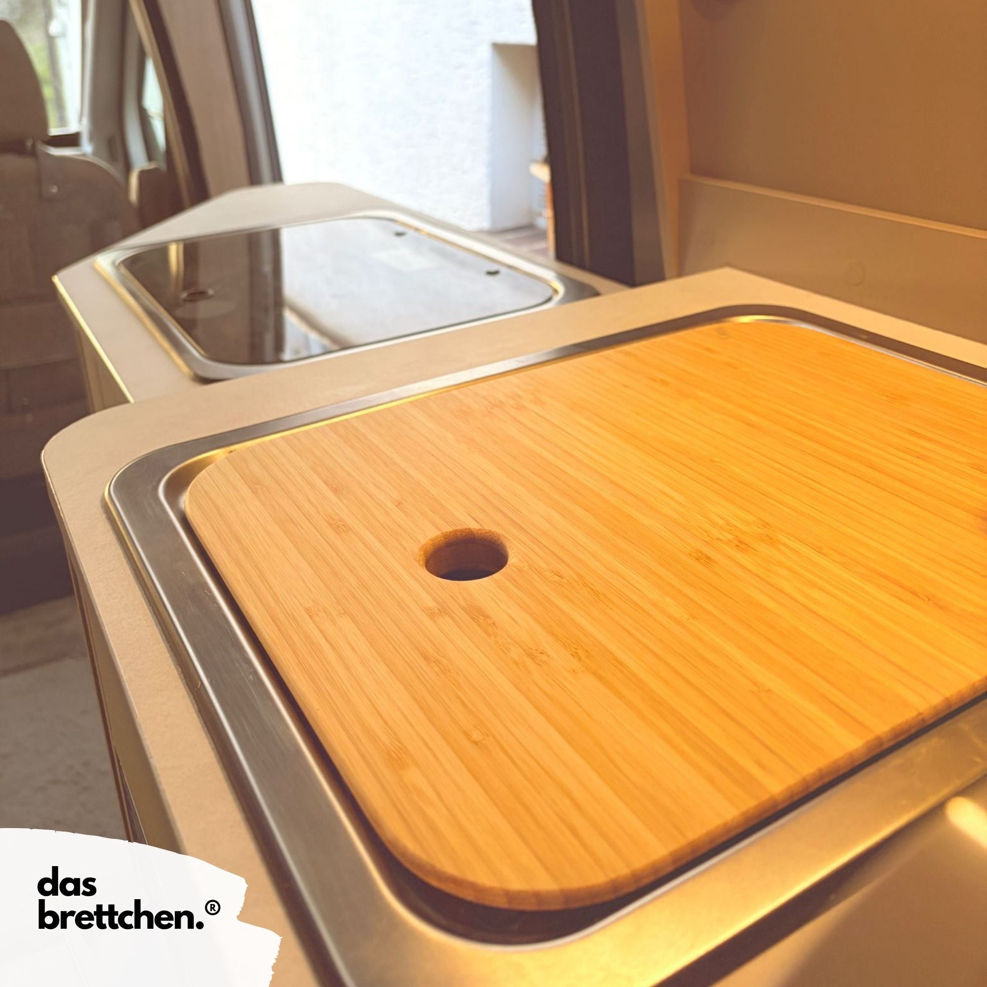 Spülenabdeckung für Carado CV Edition24 | Schneidebrett Wohnmobil Camper Küche | Bambus | personalisierbar | Spülabdeckung Camping