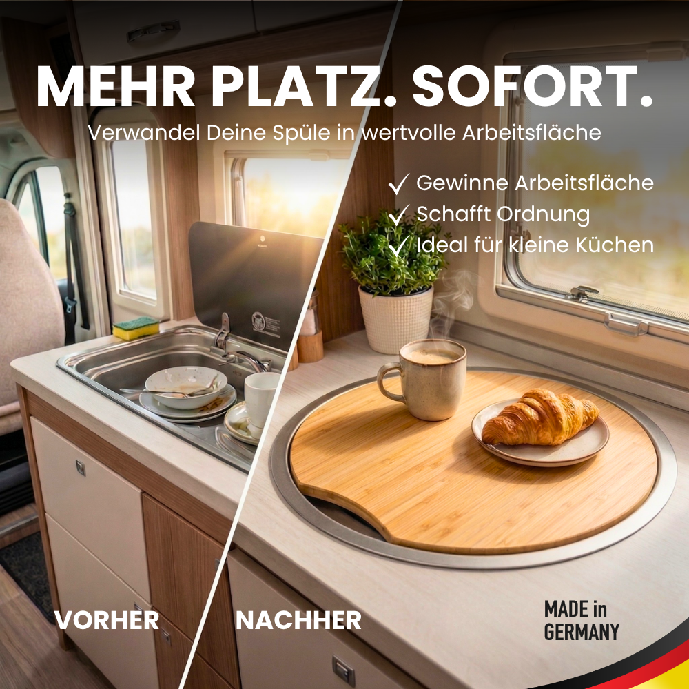 Spülabdeckung mit Schneidebrettfunktion aus Bambus (rund)