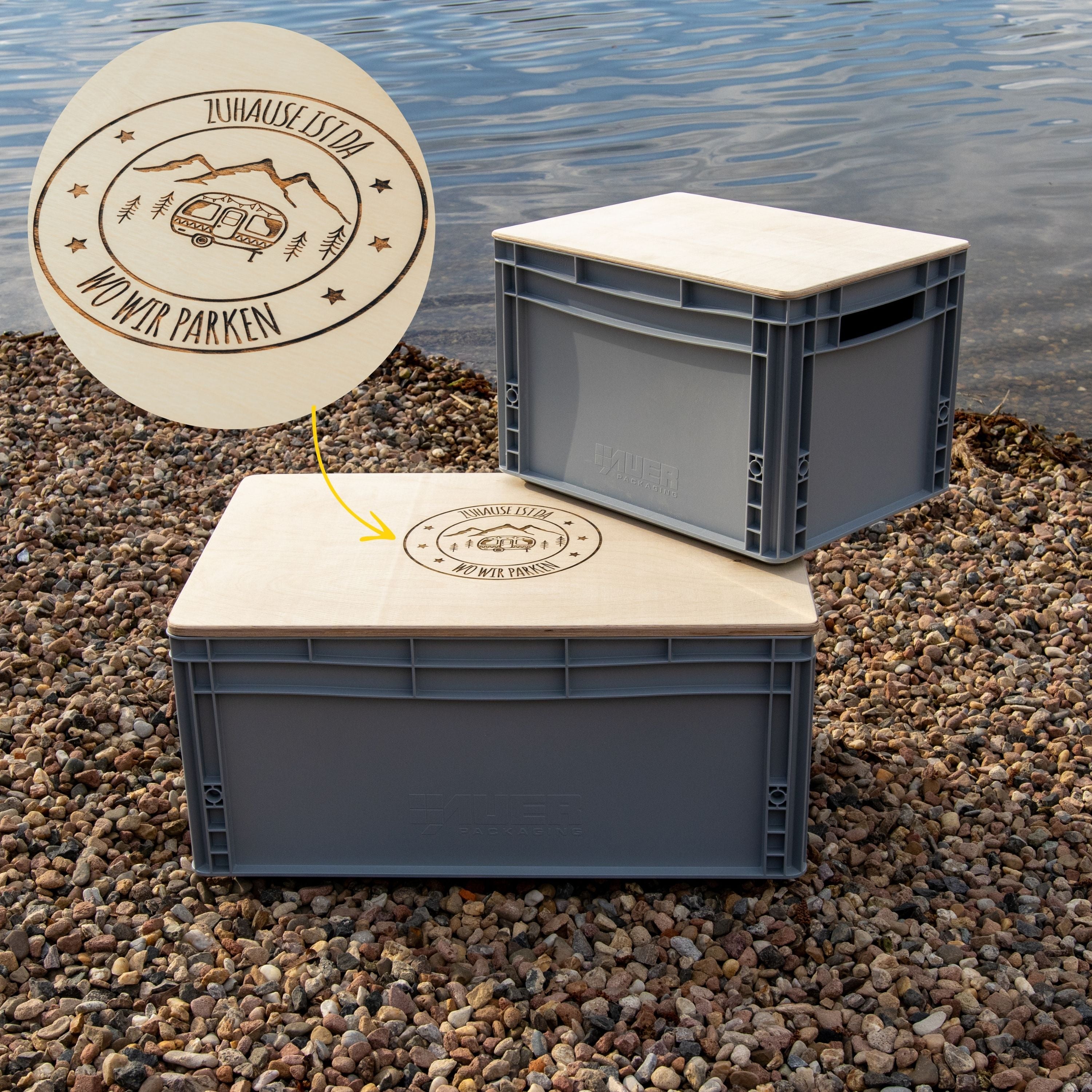 Abdeckung aus Holz mit Lasergravur für Eurobox, ideal für Camping und Outdoor-Einsätze - Bild 7