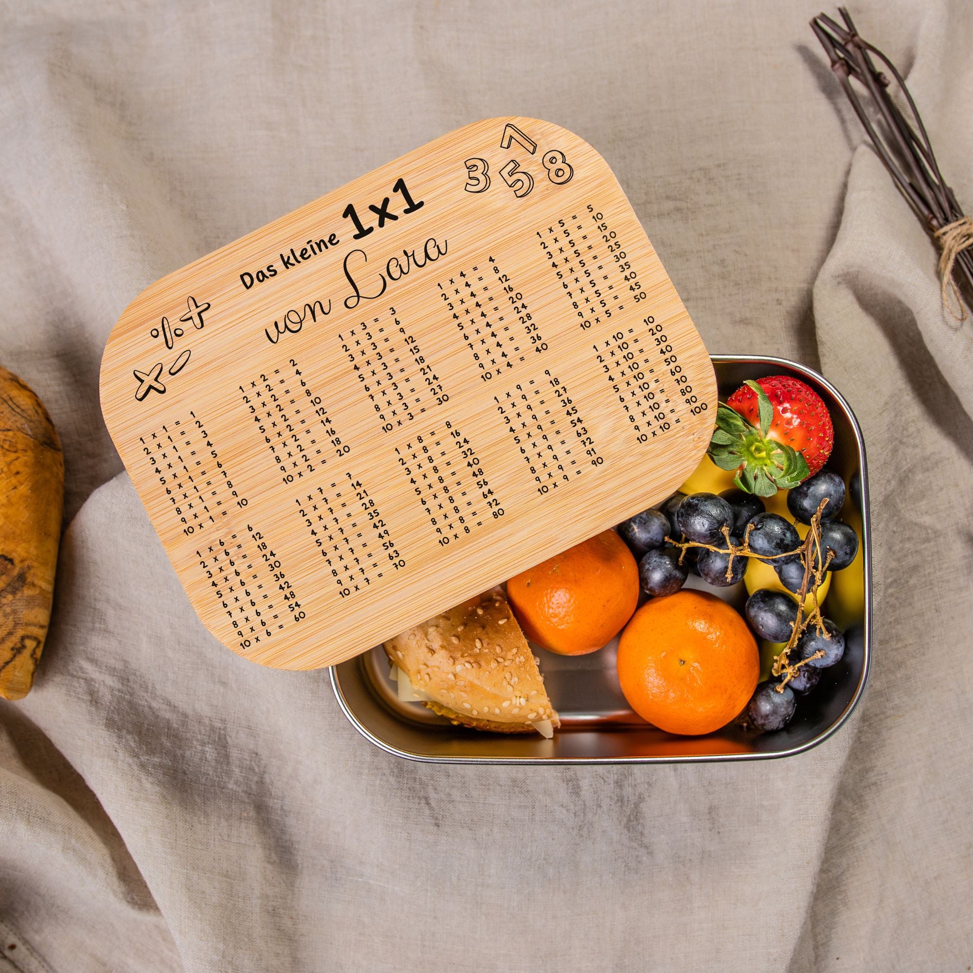 Brotdose "Lernbrett" personalisiert, Lunchbox aus Edelstahl